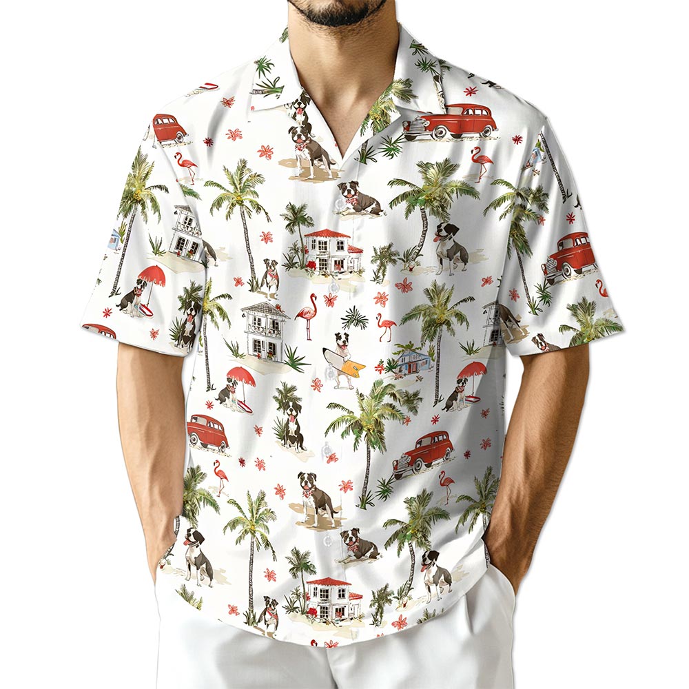 Azhawaiian Staffordshire Bull Terrier Hawaiian Shirt for Men