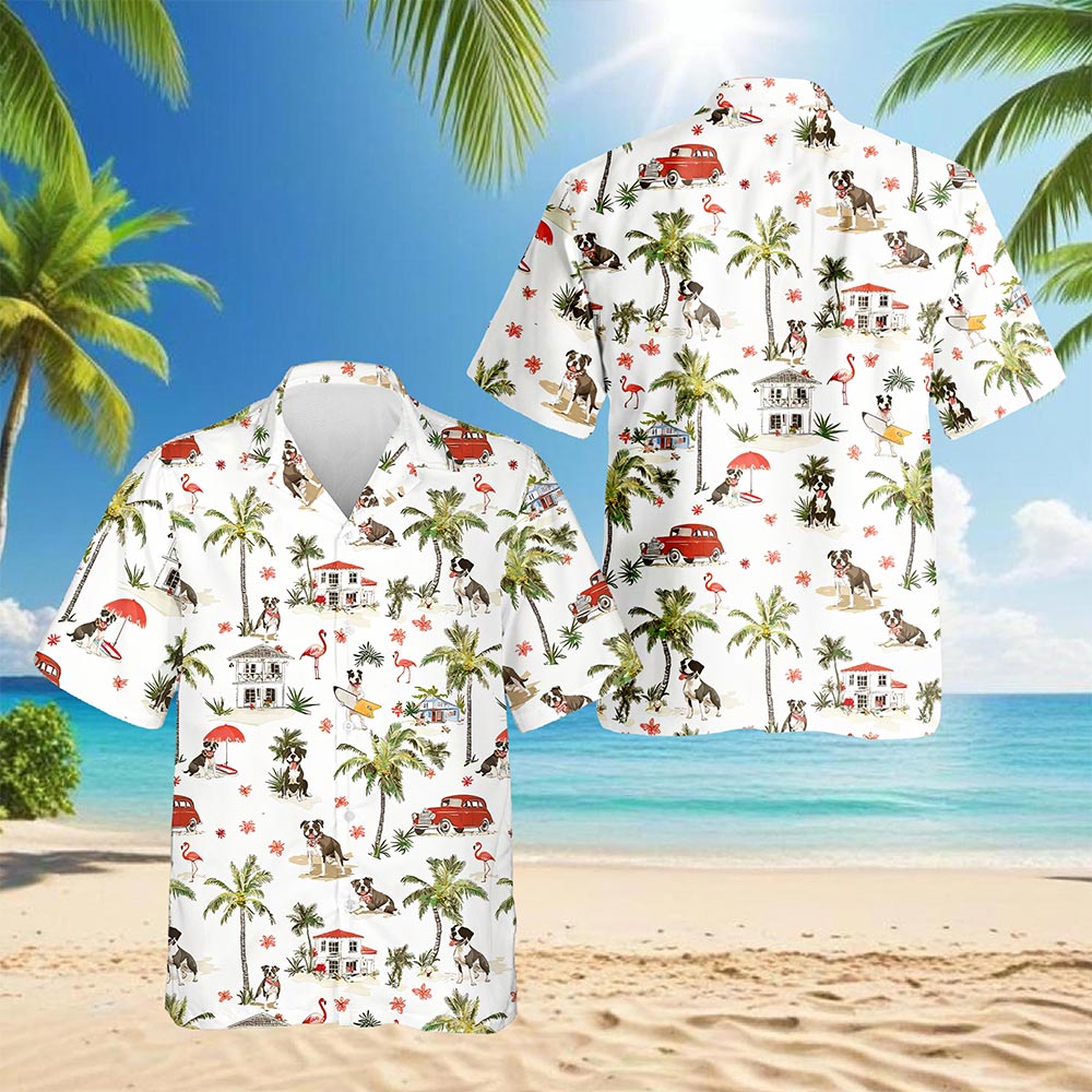 Staffordshire Bull Terrier Hawaiian Shirt for Men, Button Down Aloha Shirt - Azhawaiian