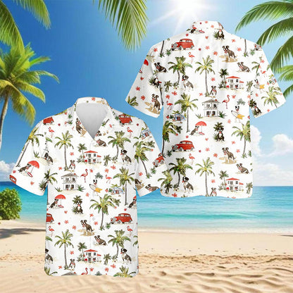 Staffordshire Bull Terrier Hawaiian Shirt for Men, Button Down Aloha Shirt - Azhawaiian