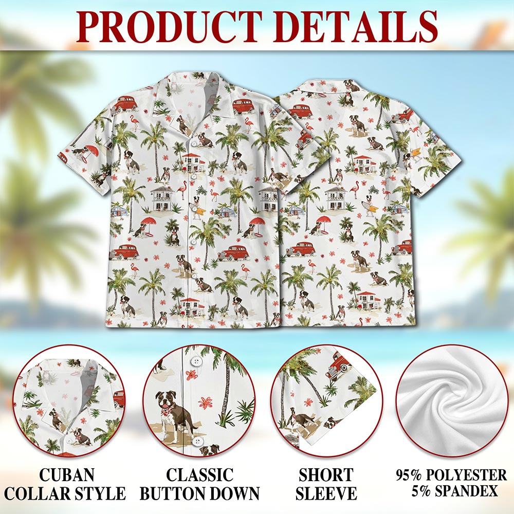 Staffordshire Bull Terrier Hawaiian Shirt for Men, Button Down Aloha Shirt - Azhawaiian