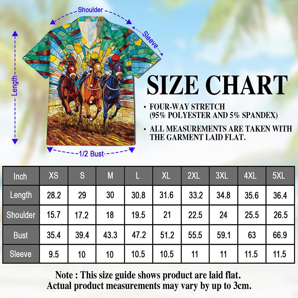 Stained Glass Racing Horse Hawaiian Shirt for Men, Button Down Aloha Shirt - Azhawaiian