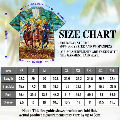 Stained Glass Racing Horse Hawaiian Shirt for Men, Button Down Aloha Shirt - Azhawaiian