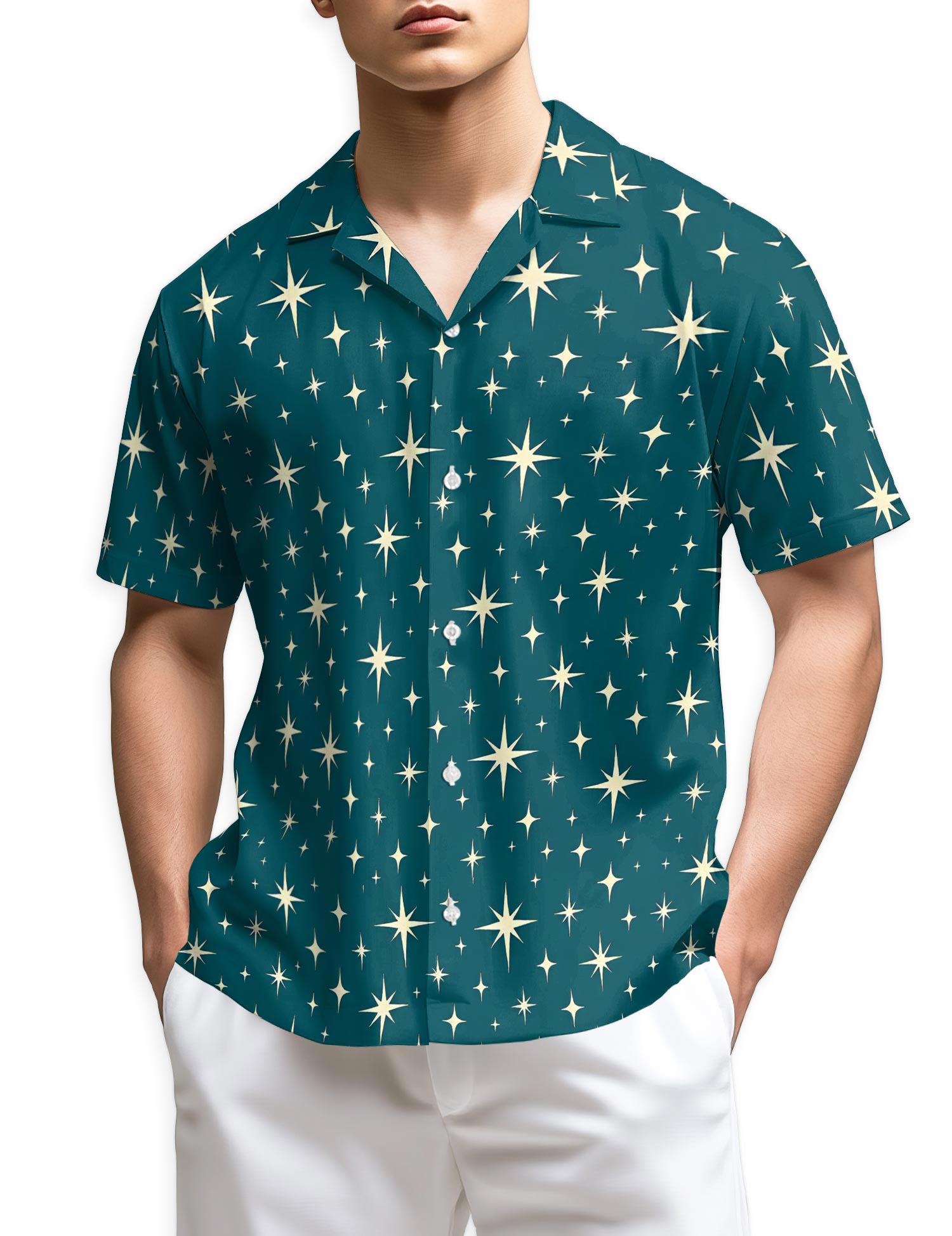 Azhawaiian Star Pattern Hawaiian Shirt for Men