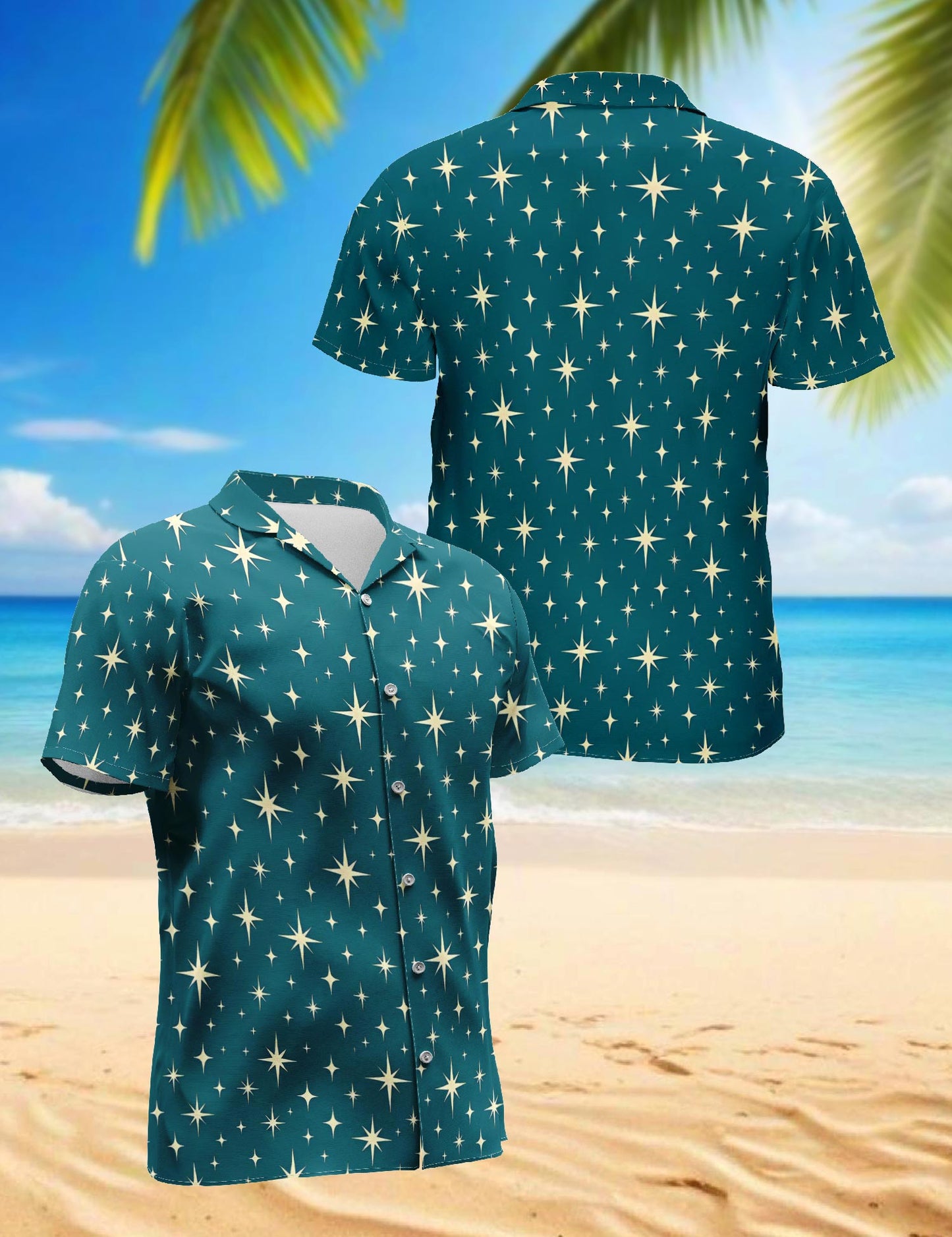 Star Pattern Hawaiian Shirt for Men, Button Down Aloha Shirt - Azhawaiian