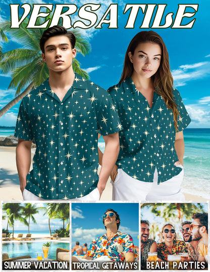 Star Pattern Hawaiian Shirt for Men, Button Down Aloha Shirt - Azhawaiian