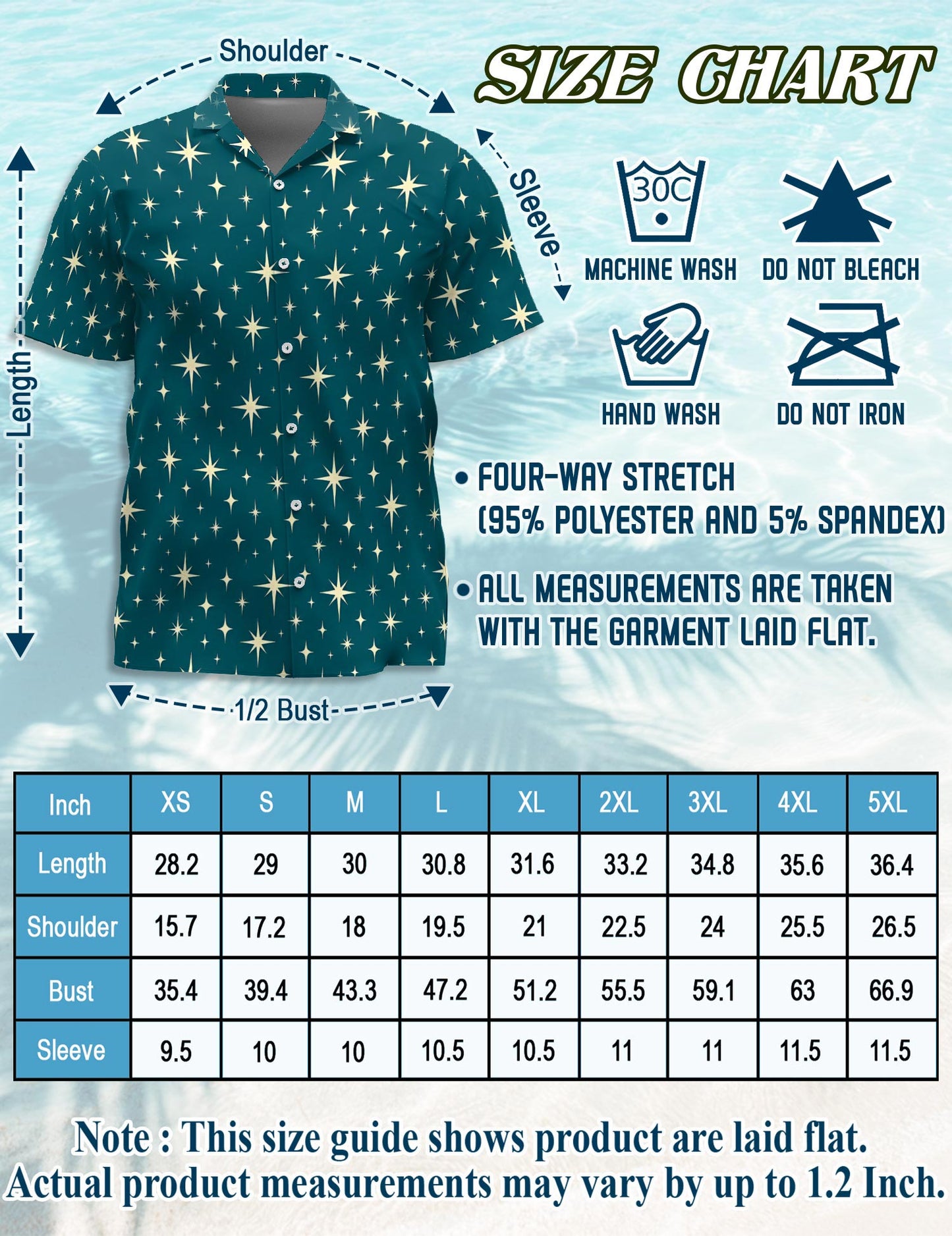 Star Pattern Hawaiian Shirt for Men, Button Down Aloha Shirt - Azhawaiian