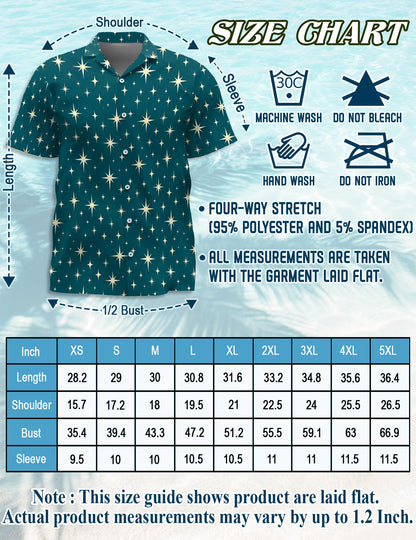 Star Pattern Hawaiian Shirt for Men, Button Down Aloha Shirt - Azhawaiian