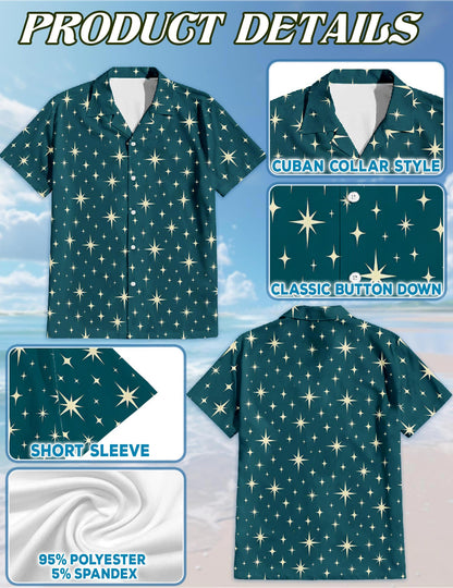 Star Pattern Hawaiian Shirt for Men, Button Down Aloha Shirt - Azhawaiian