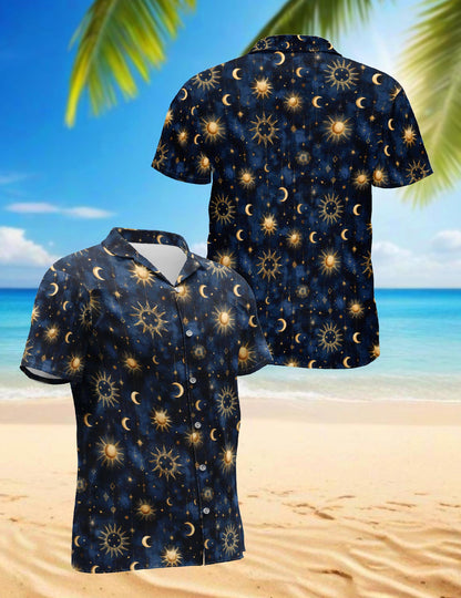 Star Sky Pattern Hawaiian Shirt for Men, Button Down Aloha Shirt - Azhawaiian