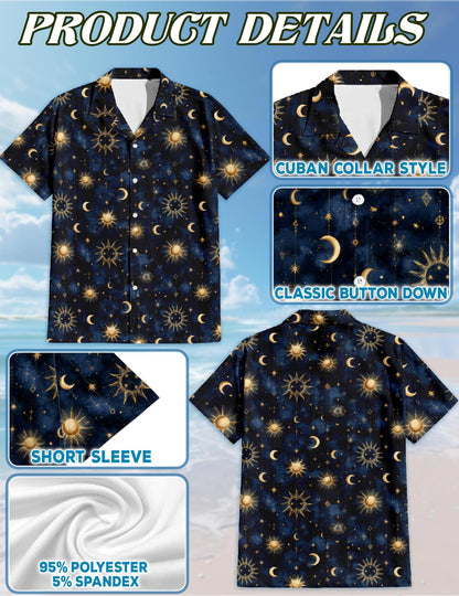 Star Sky Pattern Hawaiian Shirt for Men, Button Down Aloha Shirt - Azhawaiian