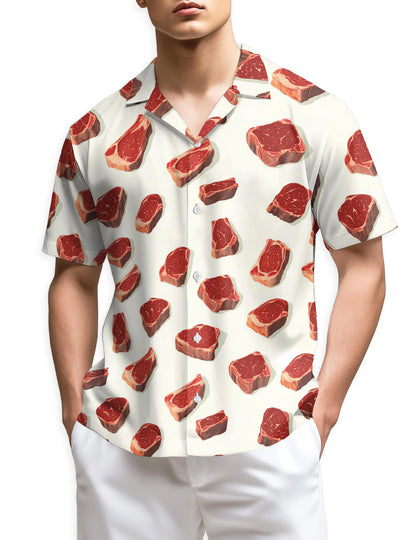 Azhawaiian Steak Pattern Hawaiian Shirt for Men