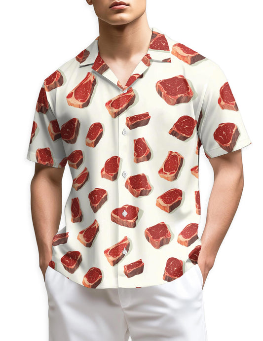 Azhawaiian Steak Pattern Hawaiian Shirt for Men