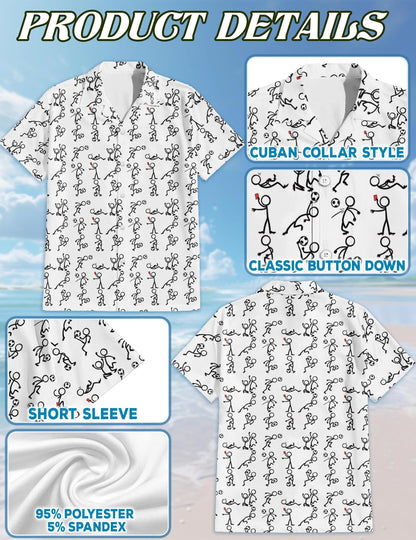 Stick Figures Playing Soccer Hawaiian Shirt for Men, Button Down Aloha Shirt - Azhawaiian