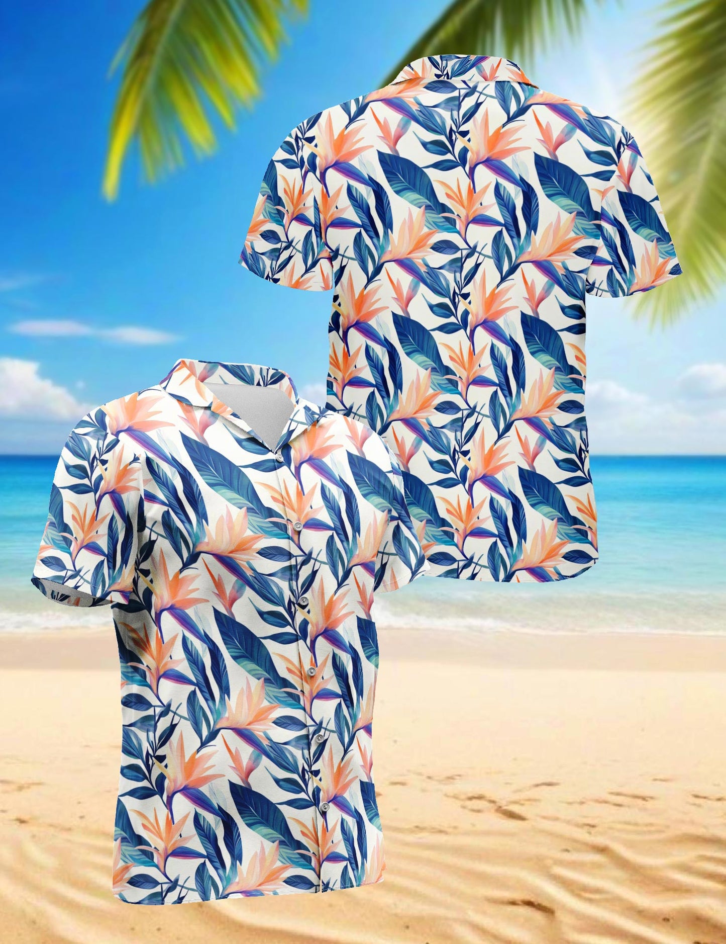 Strelitzia Hawaiian Shirt for Men, Button Down Aloha Shirt - Azhawaiian
