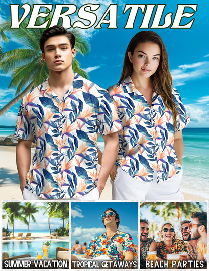 Strelitzia Hawaiian Shirt for Men, Button Down Aloha Shirt - Azhawaiian