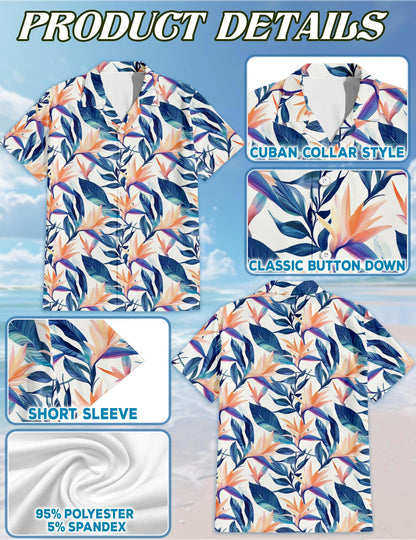 Strelitzia Hawaiian Shirt for Men, Button Down Aloha Shirt - Azhawaiian