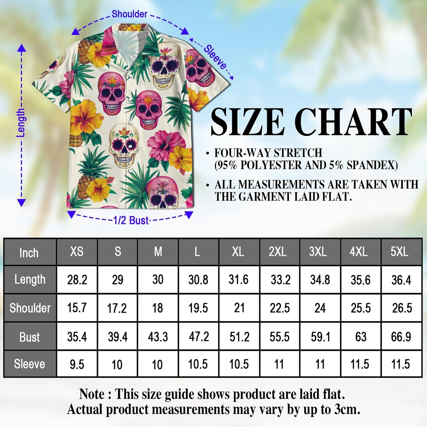 Sugar Skull Tropical Hawaiian Shirt for Men, Button Down Aloha Shirt - Azhawaiian