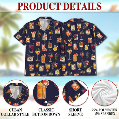 Summer Cocktails Hawaiian Shirt for Men, Button Down Aloha Shirt - Azhawaiian