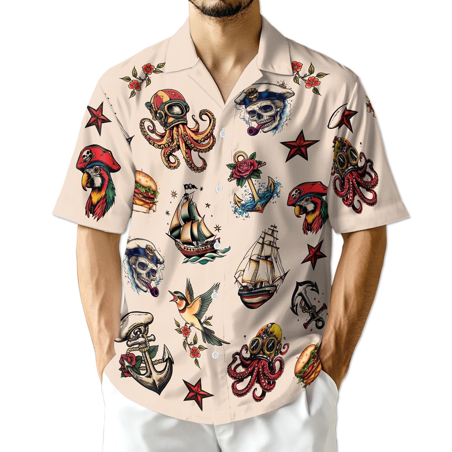 Azhawaiian Summer Tattoos Hawaiian Shirt for Men