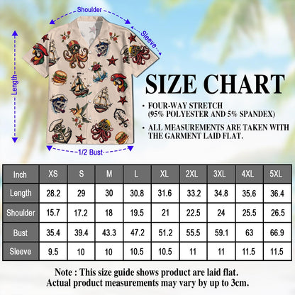 Summer Tattoos Hawaiian Shirt for Men, Button Down Aloha Shirt - Azhawaiian