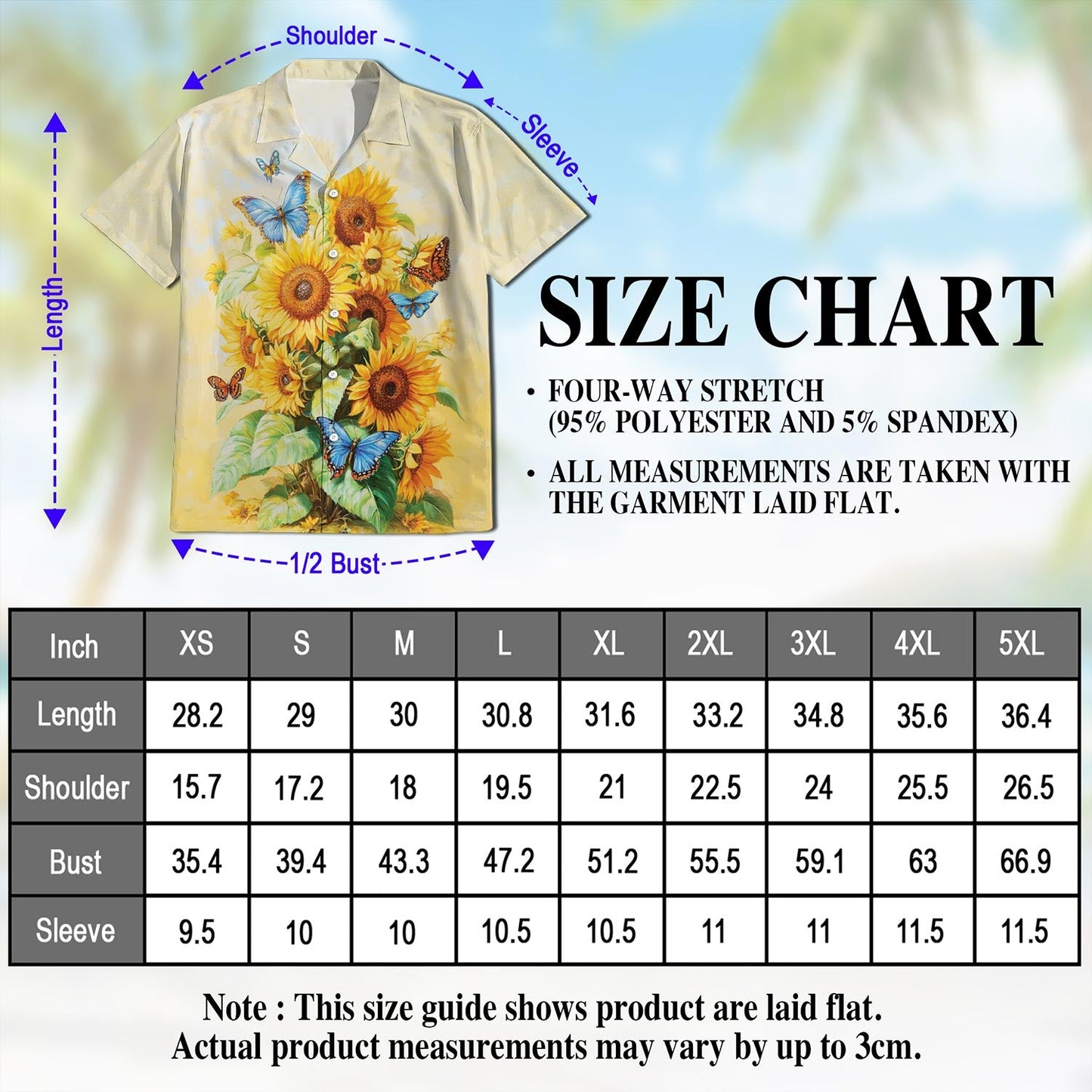Sunflower Butterfly Hawaiian Shirt for Men, Button Down Aloha Shirt - Azhawaiian
