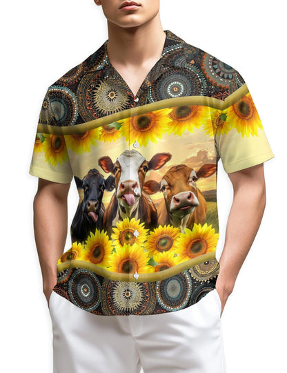 Azhawaiian Sunflower Cattle Shirt for Men