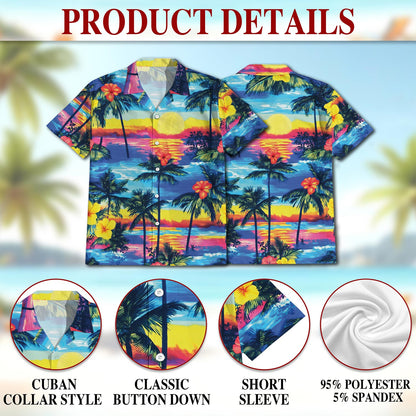 Sunset Hawaiian Shirt for Men, Button Down Aloha Shirt - Azhawaiian