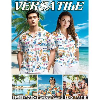 Surf Colorful Beach Tropical Hawaiian Shirt for Men, Button Down Aloha Shirt - Azhawaiian