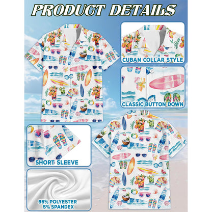 Surf Colorful Beach Tropical Hawaiian Shirt for Men, Button Down Aloha Shirt - Azhawaiian