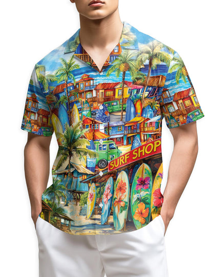 Azhawaiian Surfboard And Surf Shack Hawaiian Shirt for Men