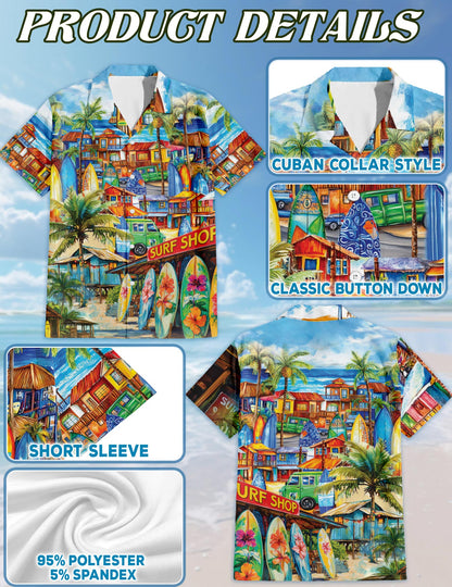 Surfboard And Surf Shack Hawaiian Shirt for Men, Button Down Aloha Shirt - Azhawaiian