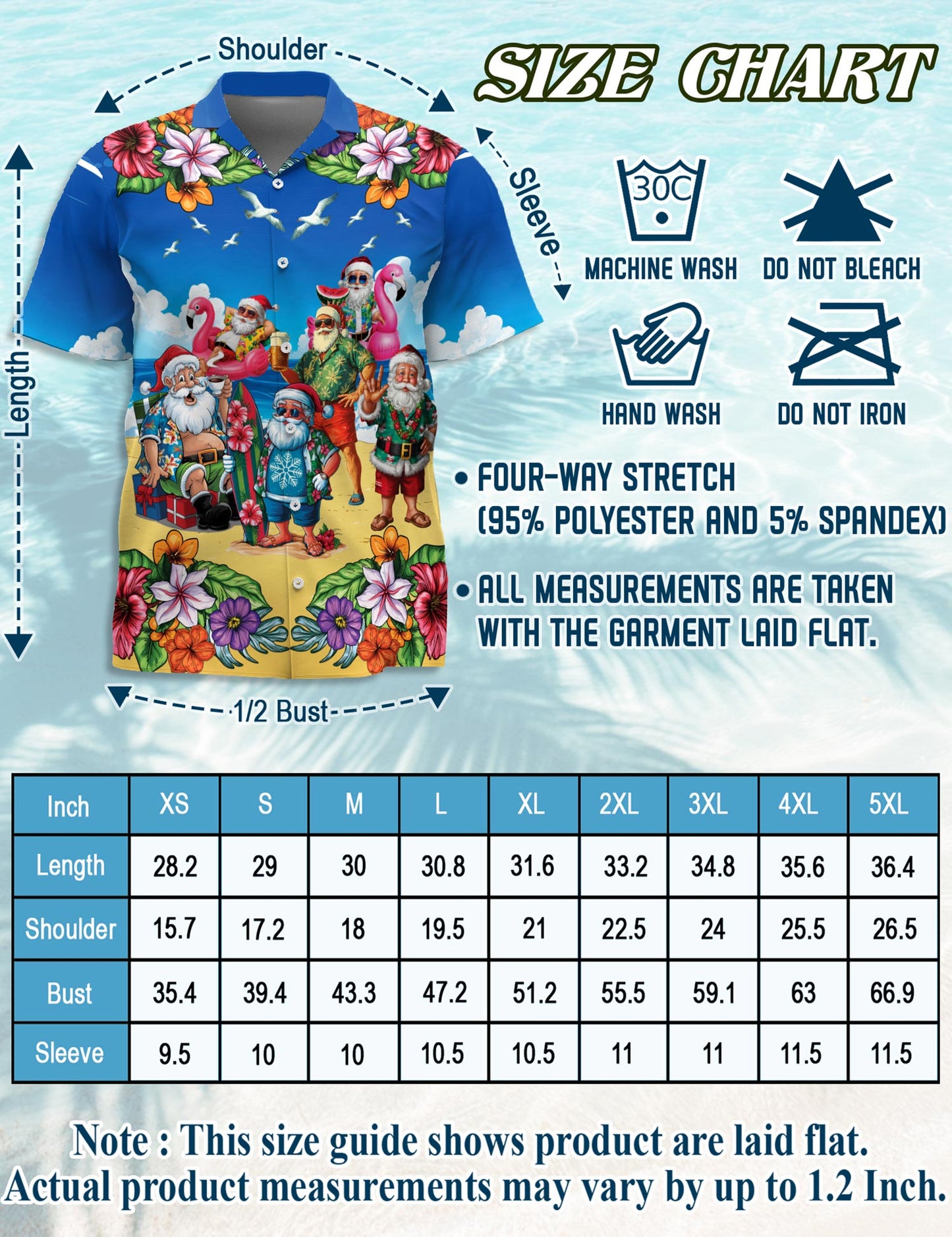Surfing Santa Hawaiian Shirt for Men, Button Down Aloha Shirt - Azhawaiian