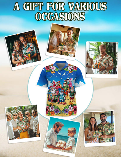 Surfing Santa Hawaiian Shirt for Men, Button Down Aloha Shirt - Azhawaiian