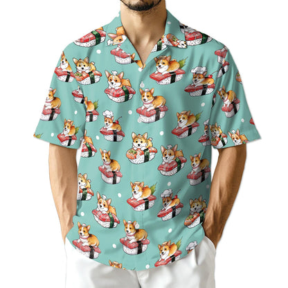 Azhawaiian Sushi Corgi Hawaiian Shirt for Men
