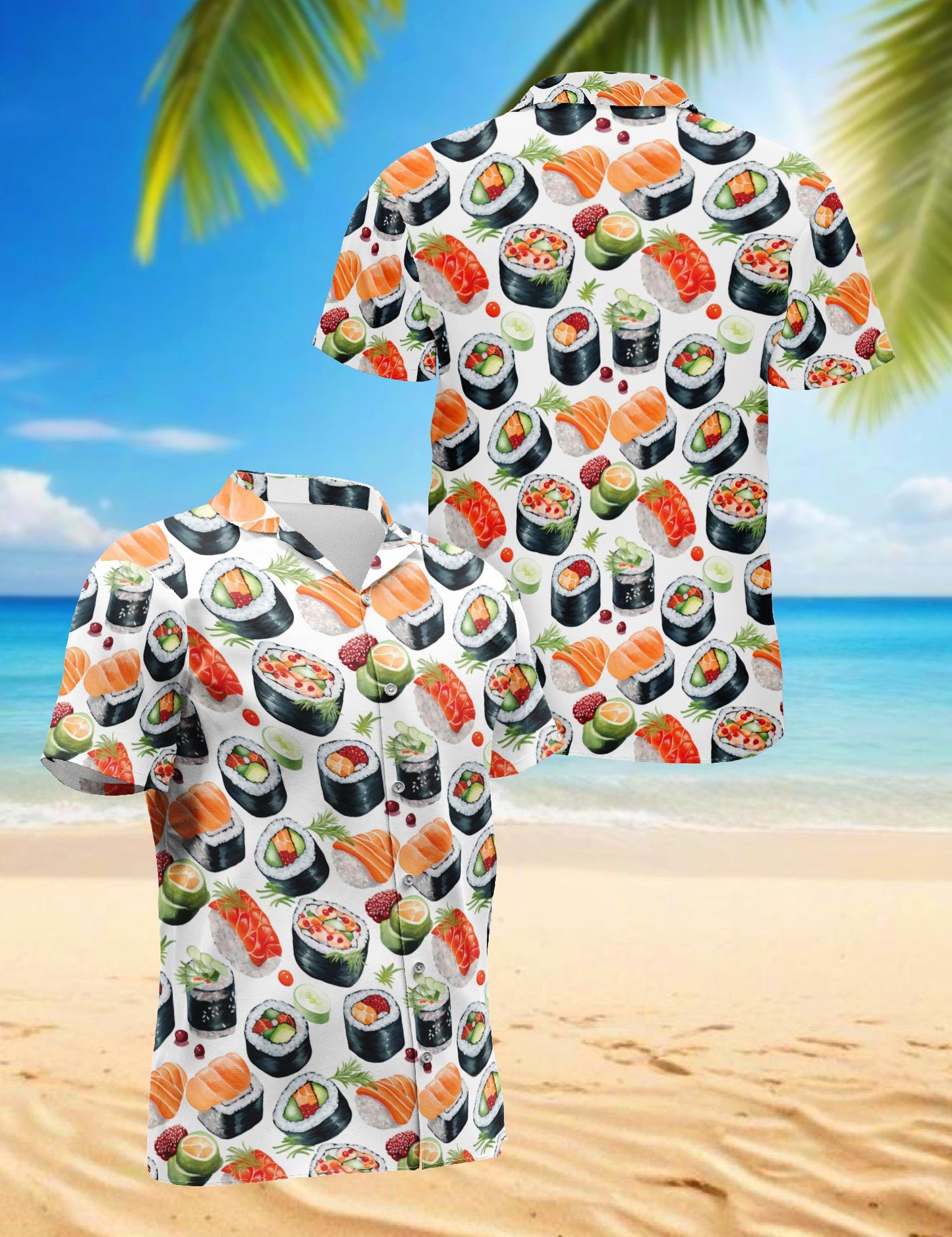 Sushi Hawaiian Shirt for Men, Button Down Aloha Shirt - Azhawaiian