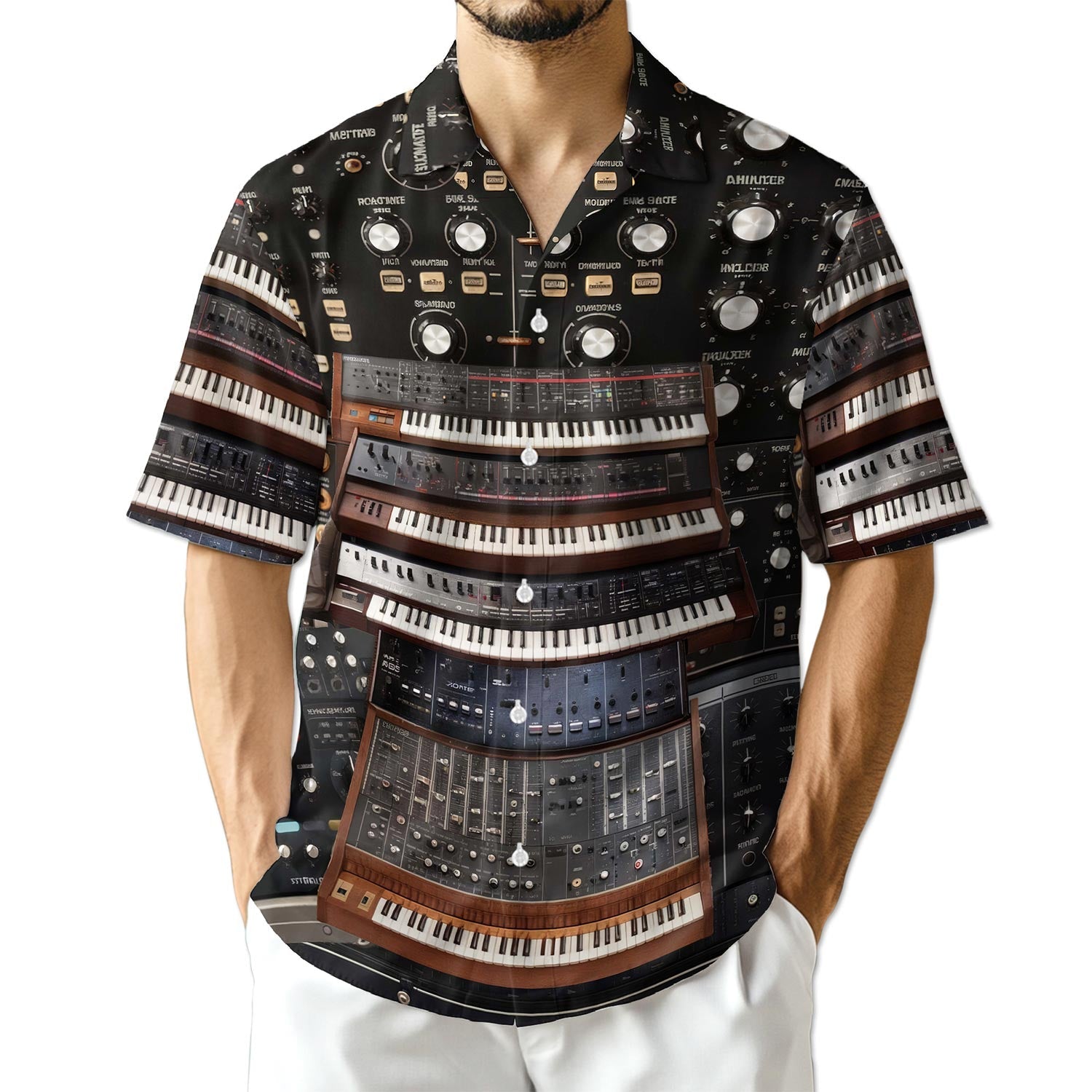 Azhawaiian Synthesizer Synth Techno Music Hawaiian Shirt for Men