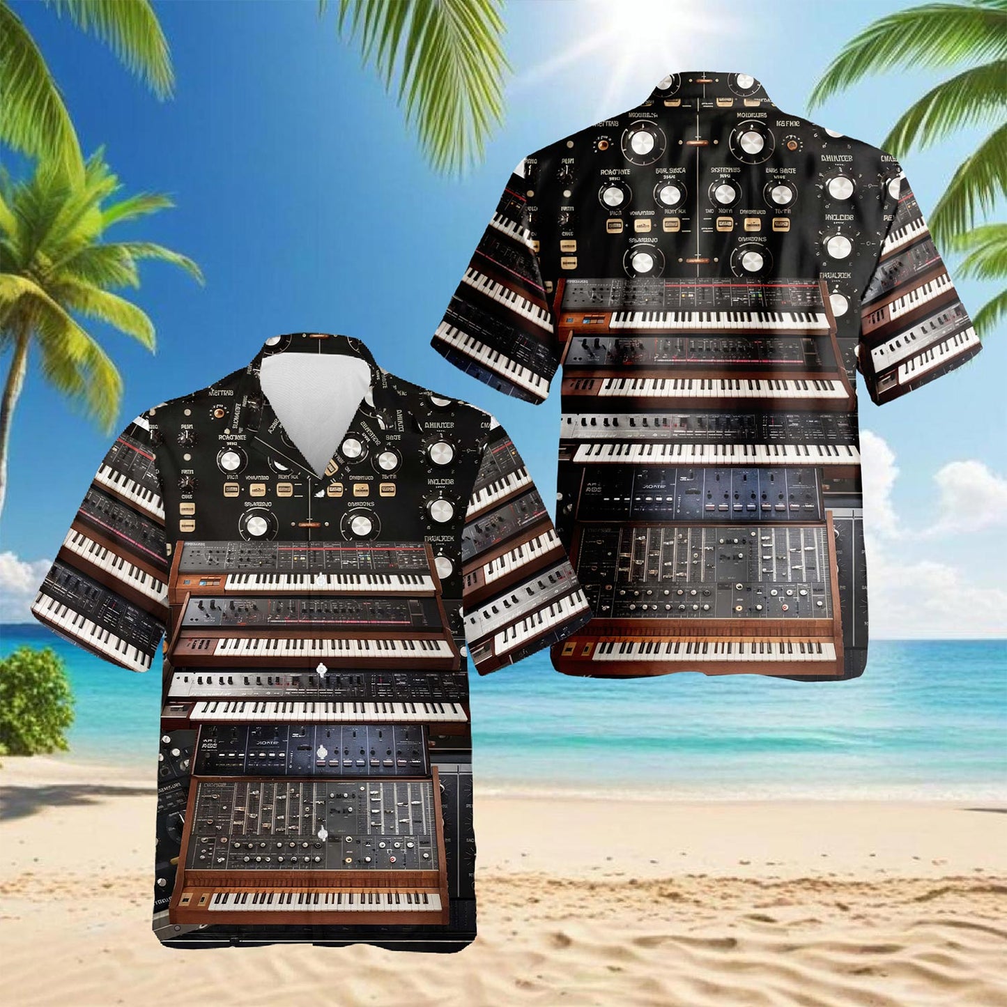 Synthesizer Synth Techno Music Hawaiian Shirt for Men, Button Down Aloha Shirt - Azhawaiian