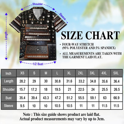 Synthesizer Synth Techno Music Hawaiian Shirt for Men, Button Down Aloha Shirt - Azhawaiian