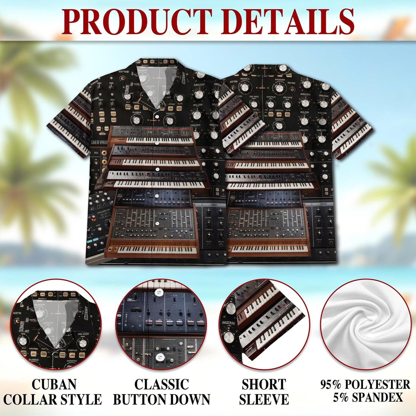 Synthesizer Synth Techno Music Hawaiian Shirt for Men, Button Down Aloha Shirt - Azhawaiian