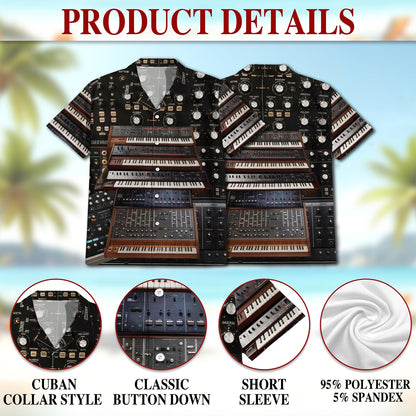 Synthesizer Synth Techno Music Hawaiian Shirt for Men, Button Down Aloha Shirt - Azhawaiian
