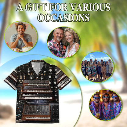Synthesizer Synth Techno Music Hawaiian Shirt for Men, Button Down Aloha Shirt - Azhawaiian