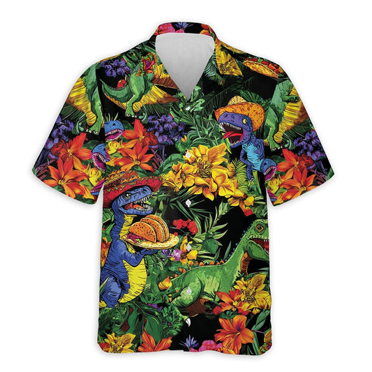 Azhawaiian Taco Dinosaur T-rex Hawaiian Shirt for Men