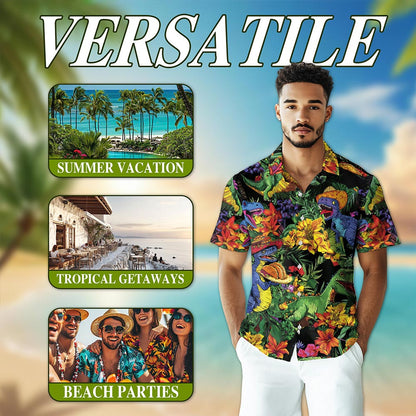 Taco Dinosaur T-rex Hawaiian Shirt for Men, Button Down Aloha Shirt - Azhawaiian