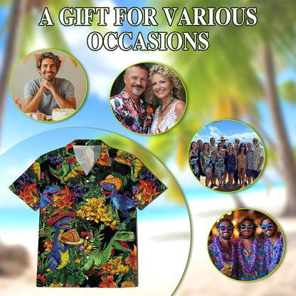 Taco Dinosaur T-rex Hawaiian Shirt for Men, Button Down Aloha Shirt - Azhawaiian