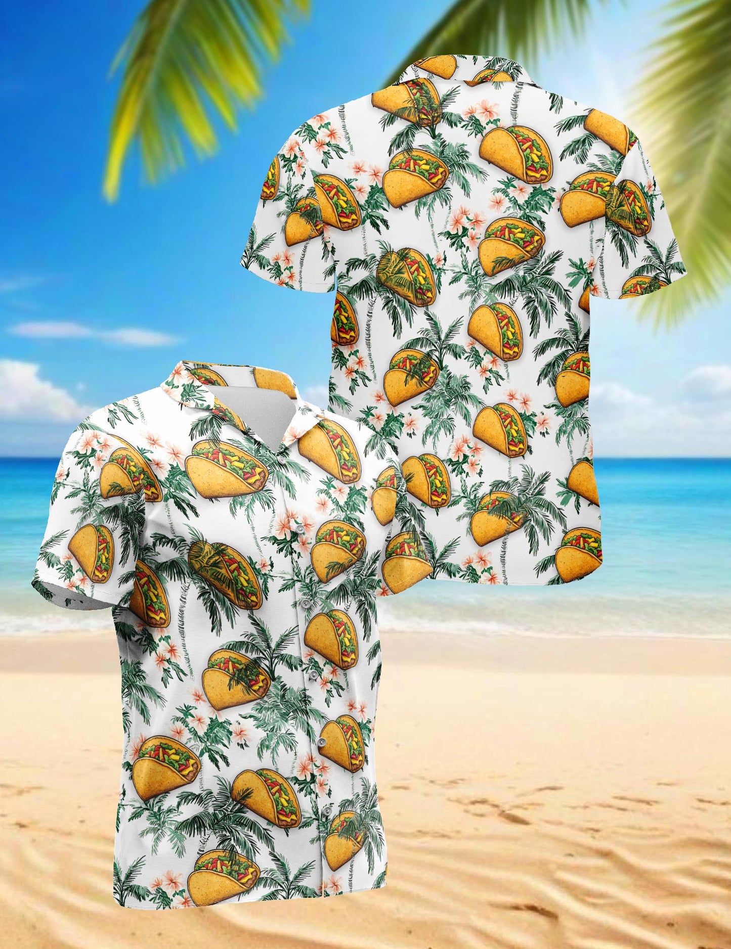 Taco Pattern Hawaiian Shirt for Men, Button Down Aloha Shirt - Azhawaiian