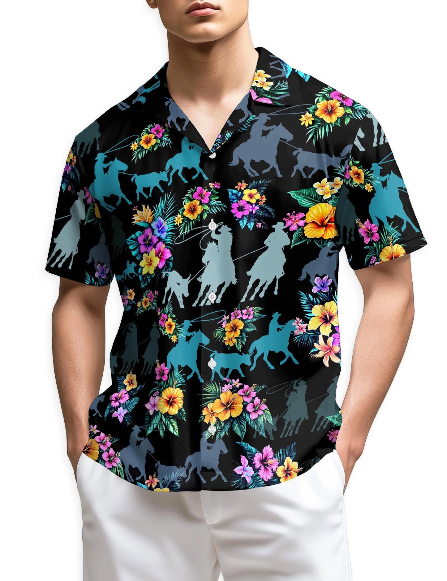 Azhawaiian Team Roping Hawaiian Shirt for Men