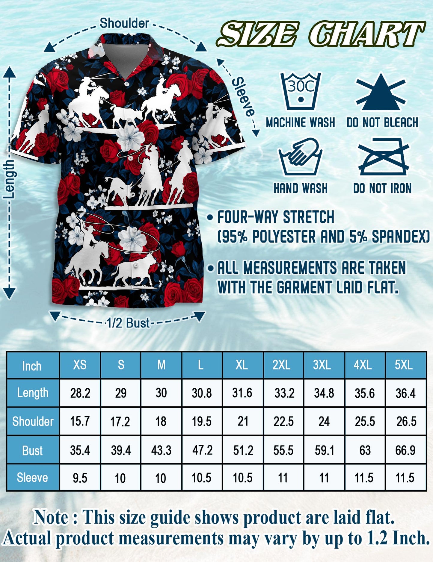 Team Roping Red Rose Hawaiian Shirt for Men, Button Down Aloha Shirt - Azhawaiian