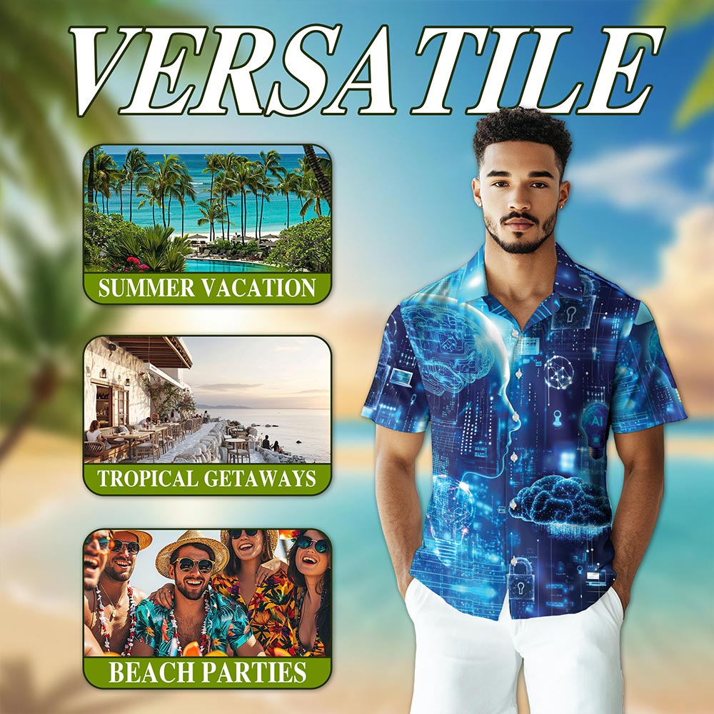 Technology Life Hawaiian Shirt for Men, Button Down Aloha Shirt - Azhawaiian
