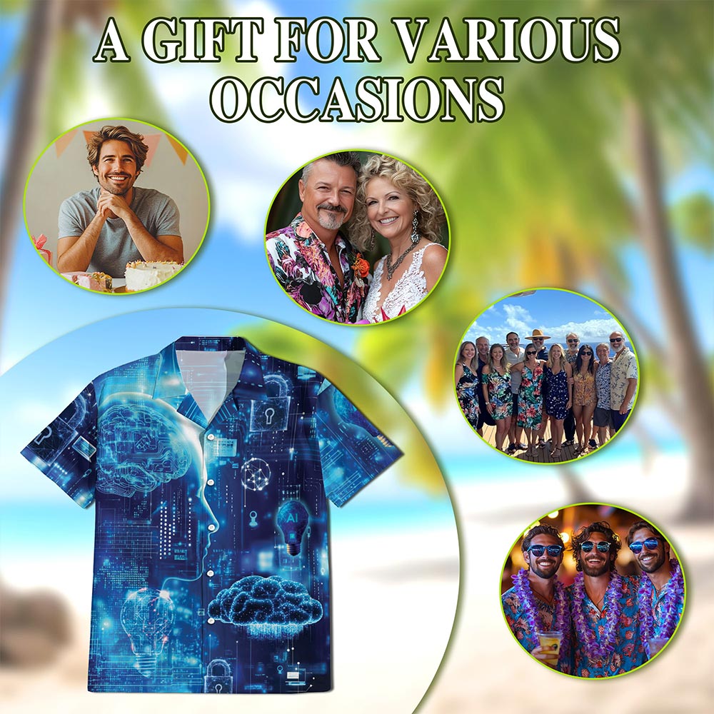 Technology Life Hawaiian Shirt for Men, Button Down Aloha Shirt - Azhawaiian
