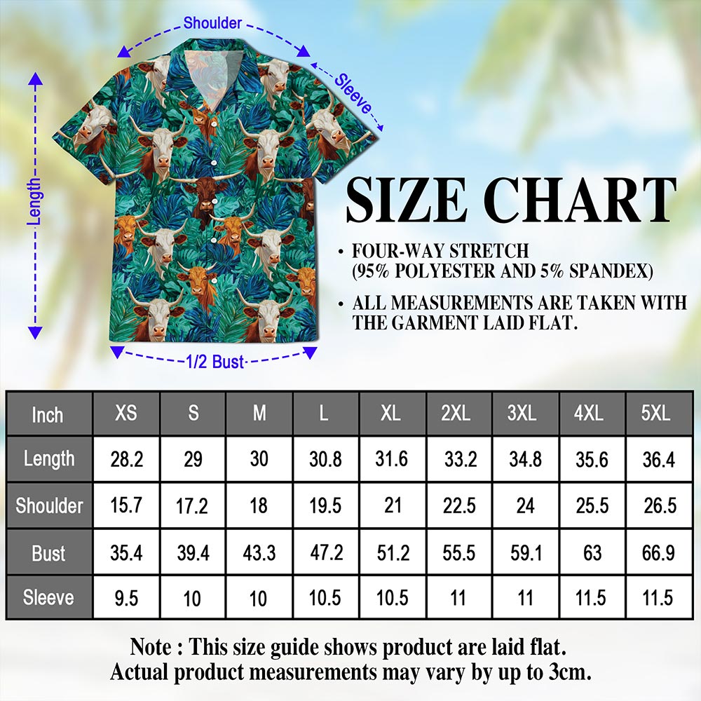 Texas Longhorn Cattle Hawaiian Shirt for Men, Button Down Aloha Shirt - Azhawaiian